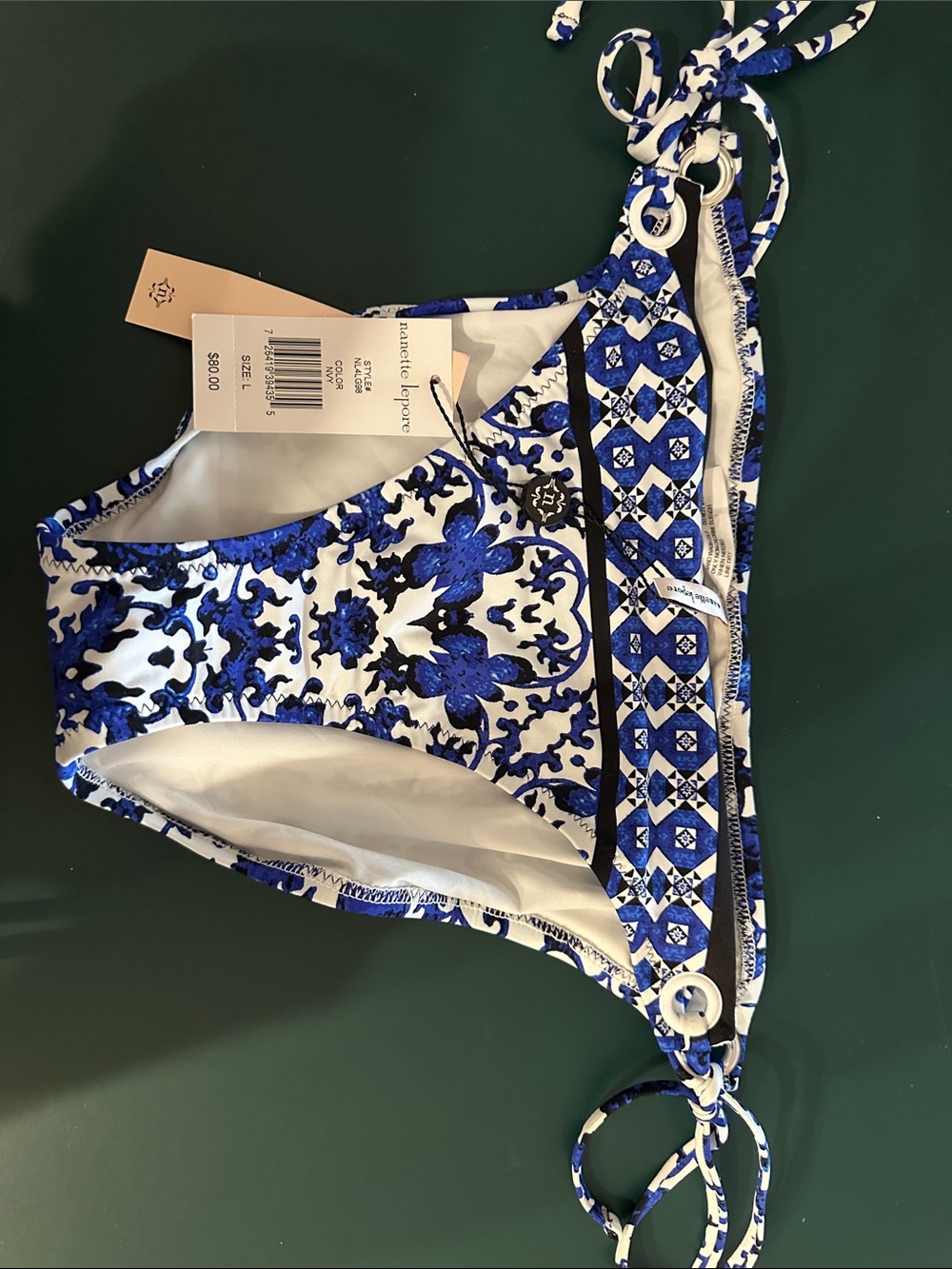 Nanette Lepore Blue and White Kids One-Piece Swimsuit